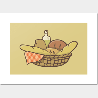 Basket of Artisan Breads Posters and Art